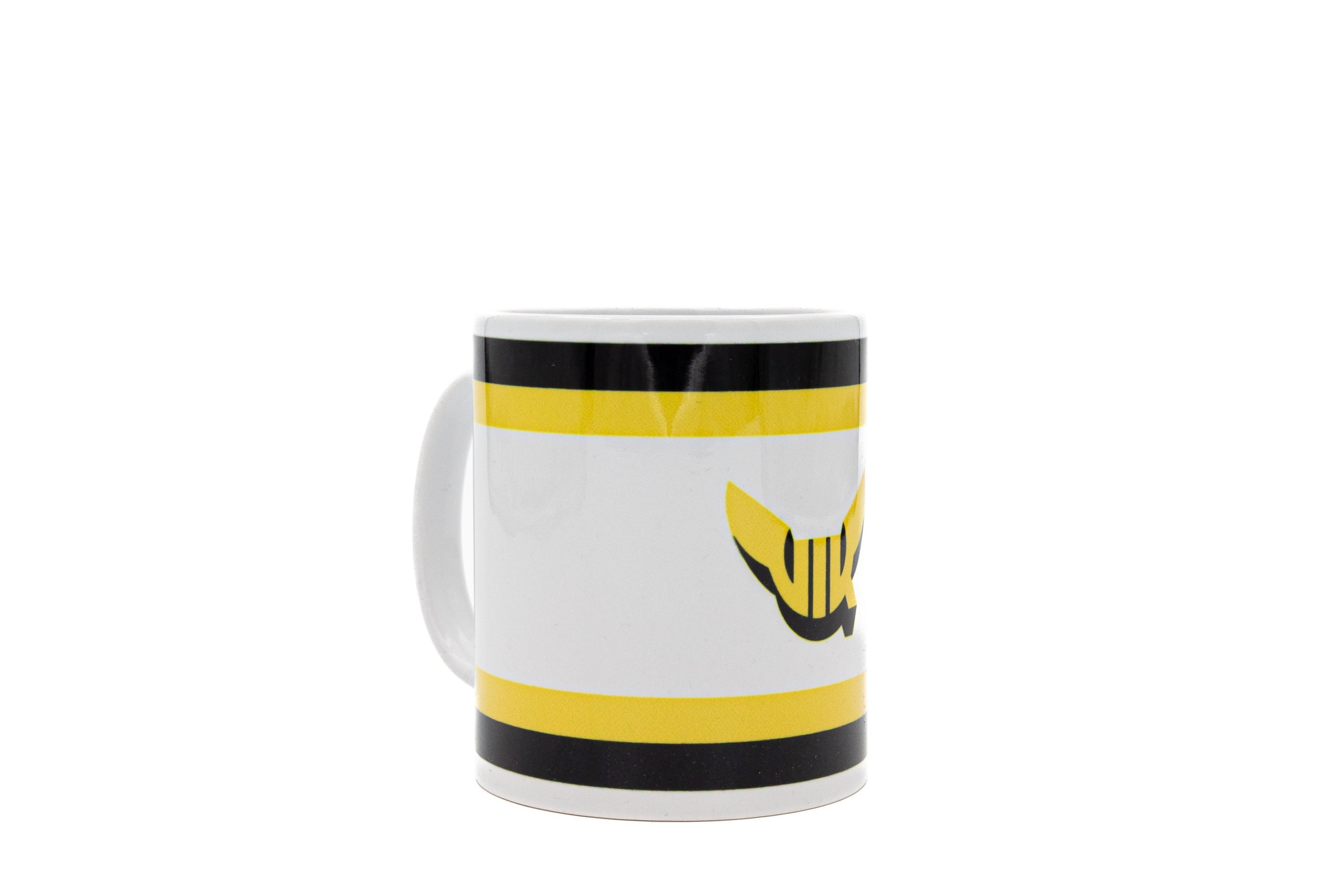 VIK Kaffemugg keramik vit med gul svart rand 330ml-3