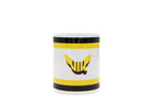 VIK Kaffemugg keramik vit med gul svart rand 330ml-1