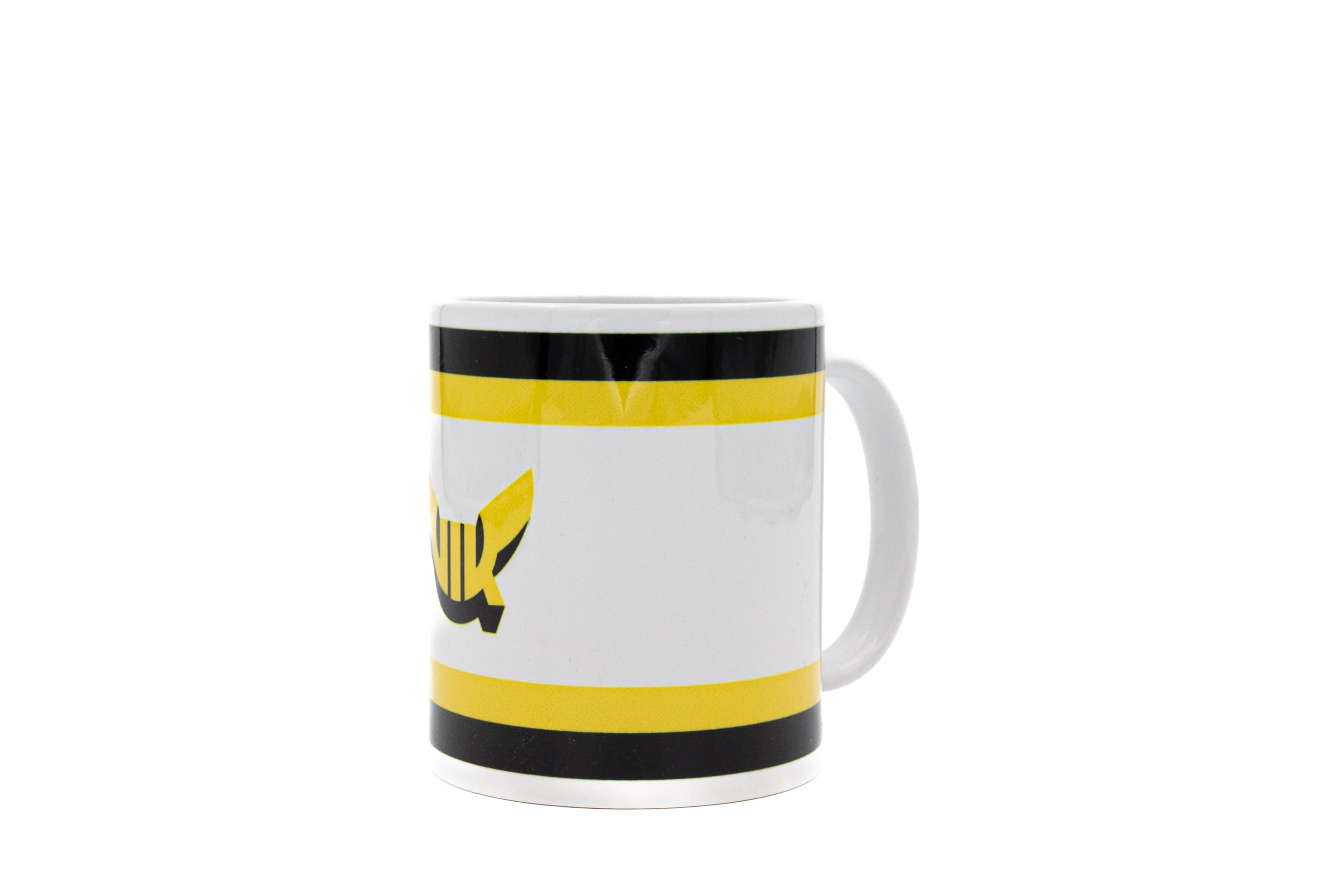 VIK Kaffemugg keramik vit med gul svart rand 330ml-2